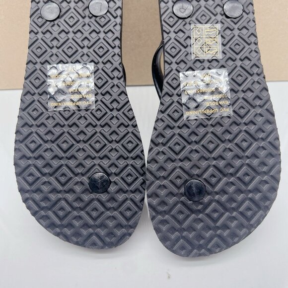 Tory Burch Eva Sole Flip Flops Black Leopard Print Logo Thong Sandal Womens US 5 - Picture 11 of 12